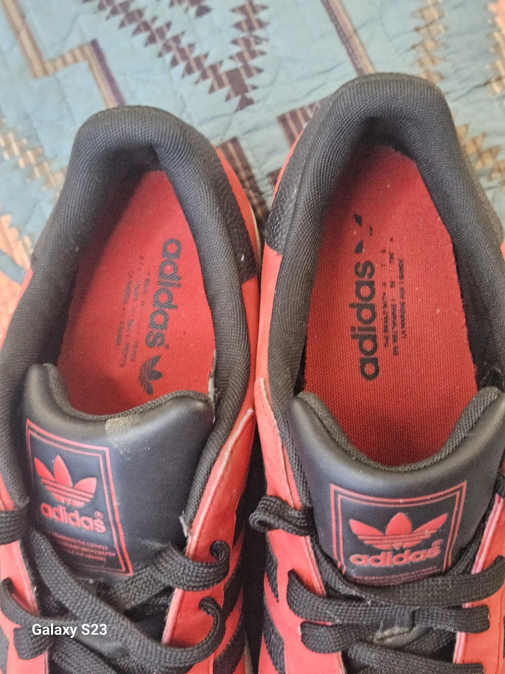 adidas Red and Black Suede Shell-Toe Sneakers